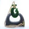 Fish hook jade necklace