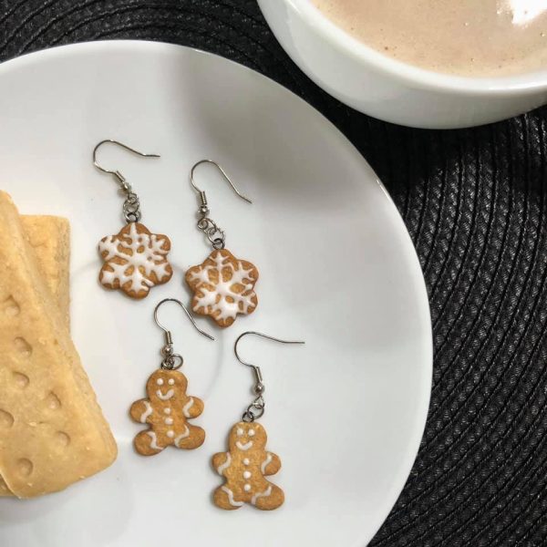 gingerbread men and snowflake cookie earrings
