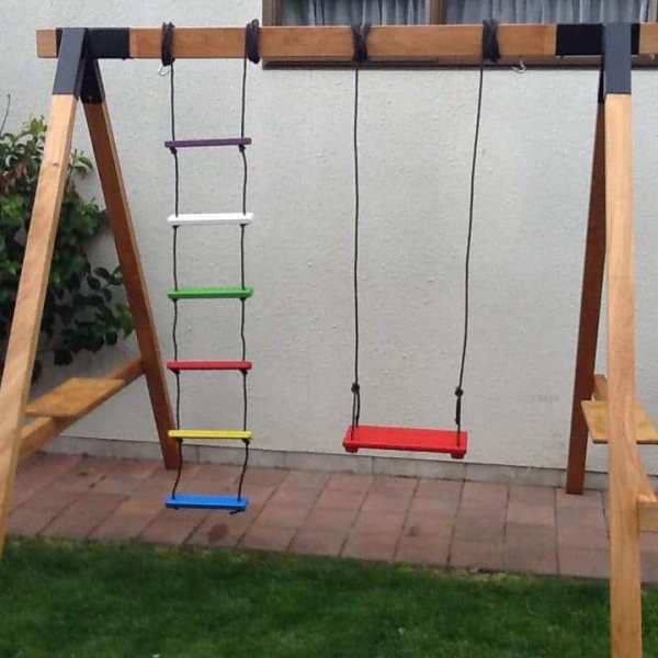 colourful step ladder and red swing
