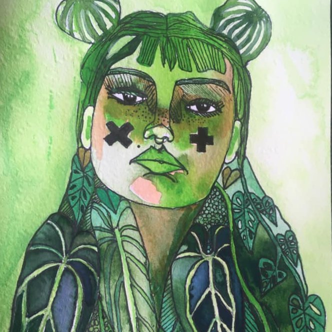 Portrait of a woman with face markings