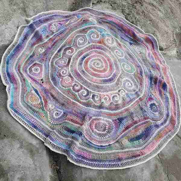 pastel coloured crochet blanket