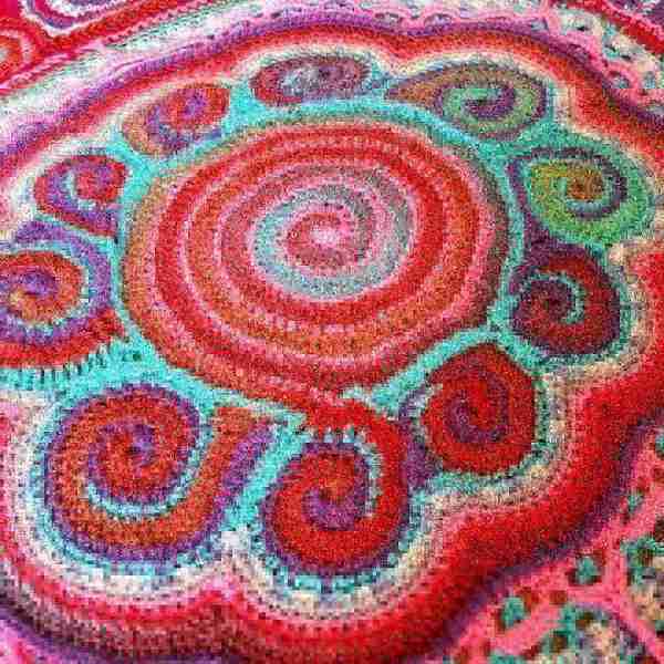 red swirls crochet blanket