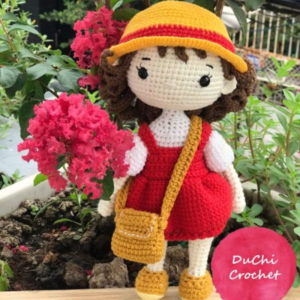 Duchi Crochet back to school girl doll