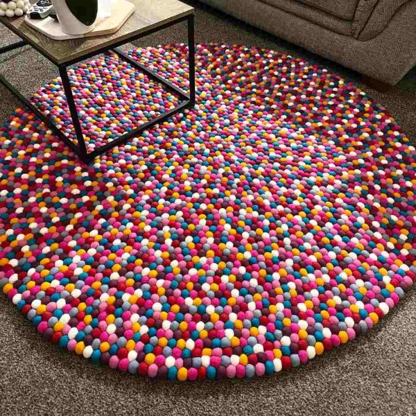 Felt + Co NZ colourful wool felt ball rug