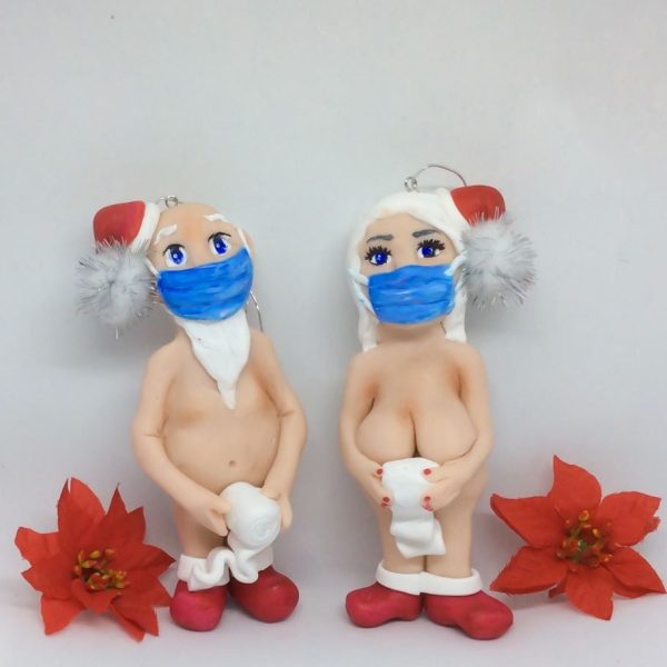 Figurines by Eli Naughty Mr & Mrs Santa Christmas Tree Decoration