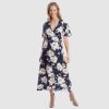 The Pregnancy Loft Harlow Maternity Nursing Wrap Dress in Navy Floral