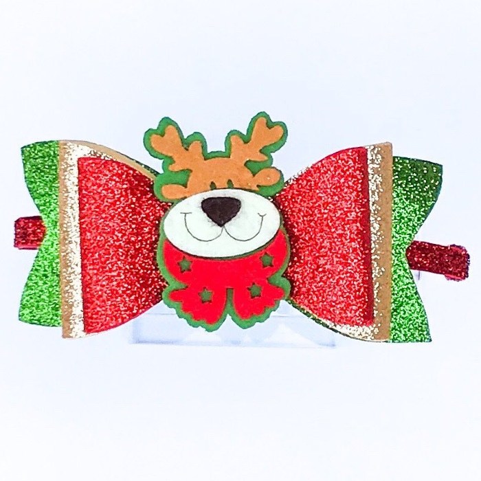 Lacos and bows Christmas reindeer hair clip