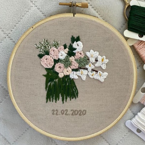 embroidered roses and orchids