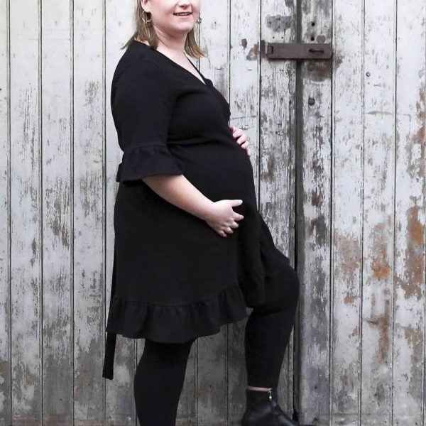 Rebellious Rose Curve - Black Maternity Dress