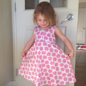pink apple pattern dress