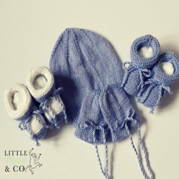blue baby knit set