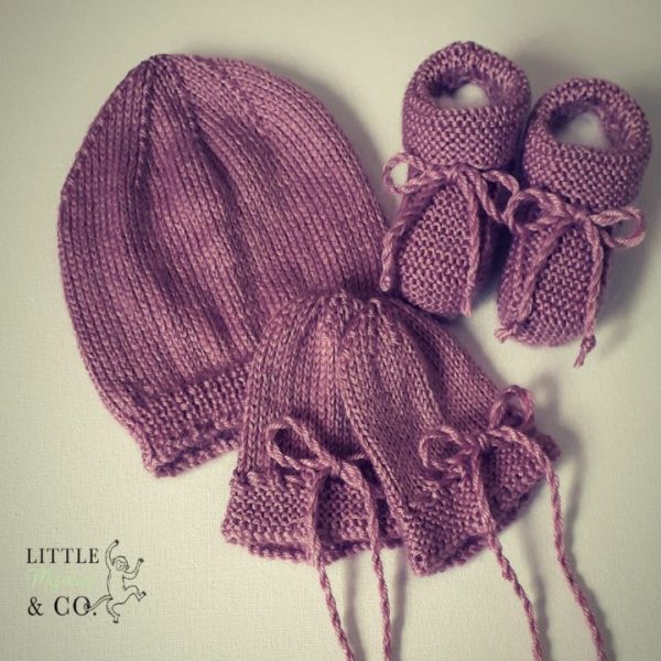 purple baby knit set